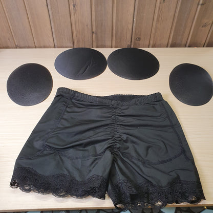 Black AfruliA hip-enhancing shaper features lace trim and includes removable pads for added volume.#8219