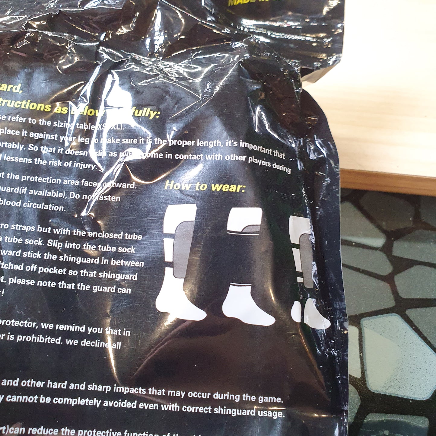 Black football shin guard #8109