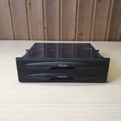 Universal DIN-size car storage tray and drink holder. #8098