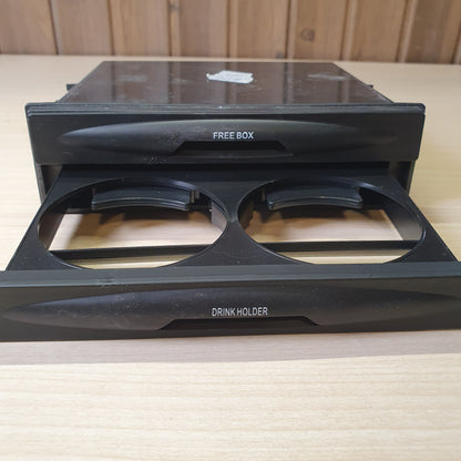 Universal DIN-size car storage tray and drink holder. #8098