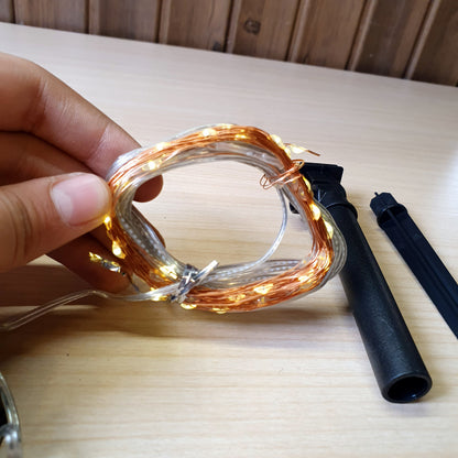 Solar-powered LED fairy lights featuring a compact panel and versatile copper wire strand. #8177