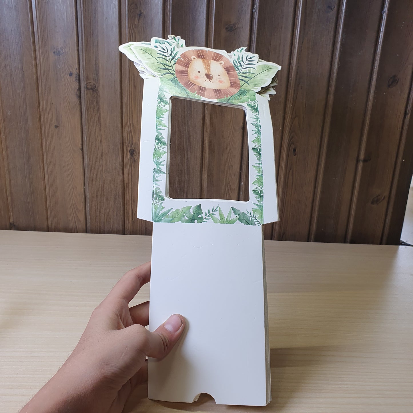 Jungle animal-themed photo frames are designed as a banner for a "Wild One" first birthday party or baby shower. #8399