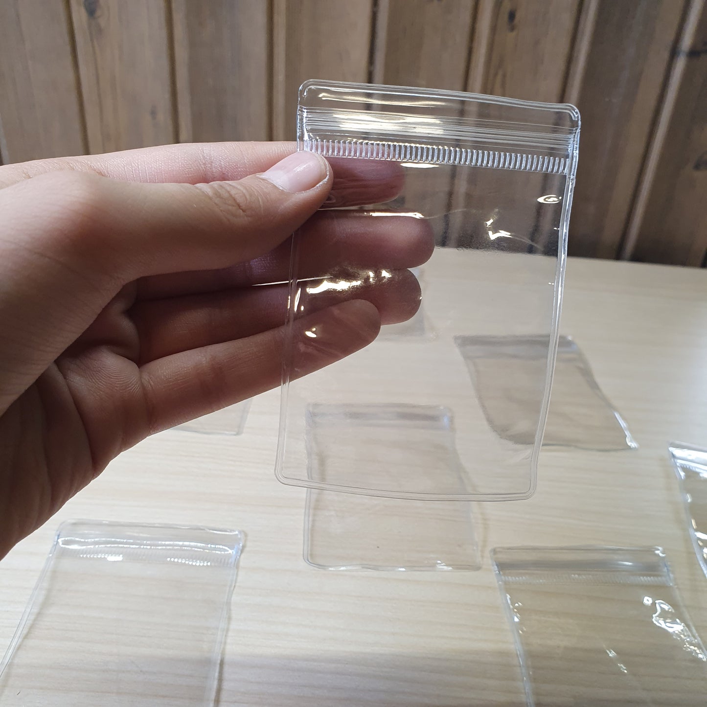 Transparent PVC plastic zipper bags designed for organizing small items like jewelry, accessories, or craft supplies. #8211