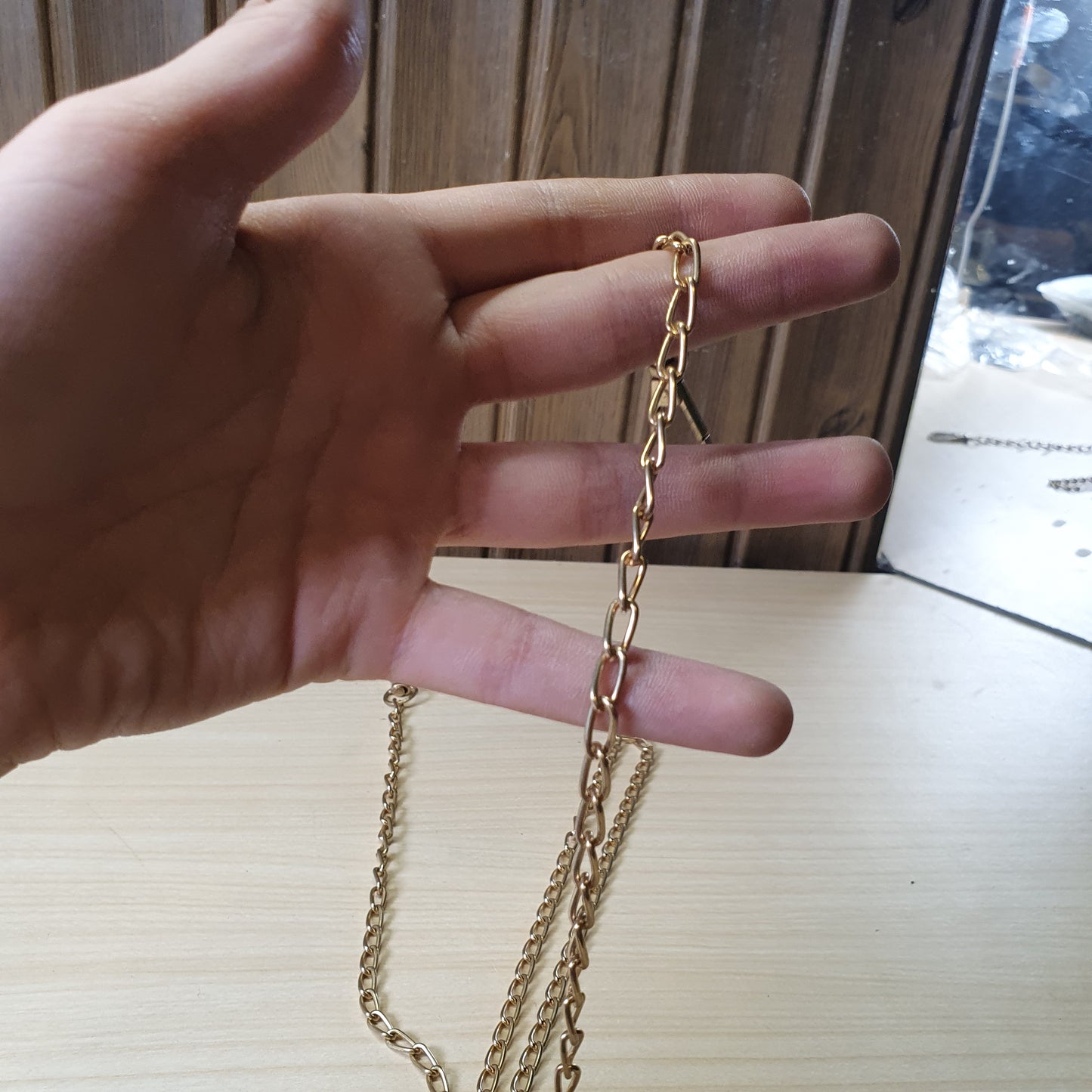 Gold metal chain strap #8654