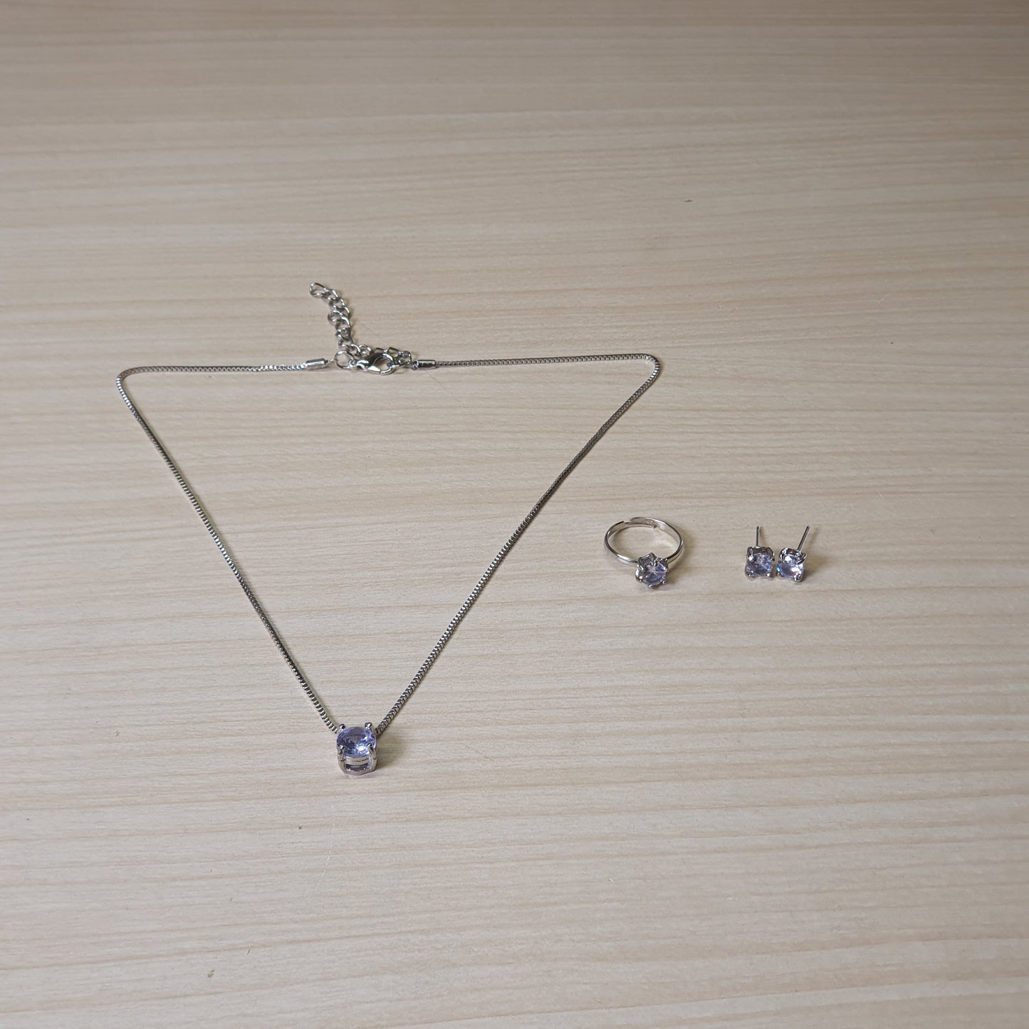 Silver Ring necklace and Earring set  #8499