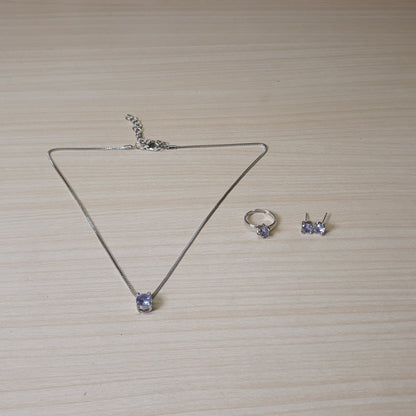 Silver Ring necklace and Earring set  #8499