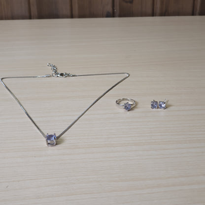Silver Ring necklace and Earring set  #8499