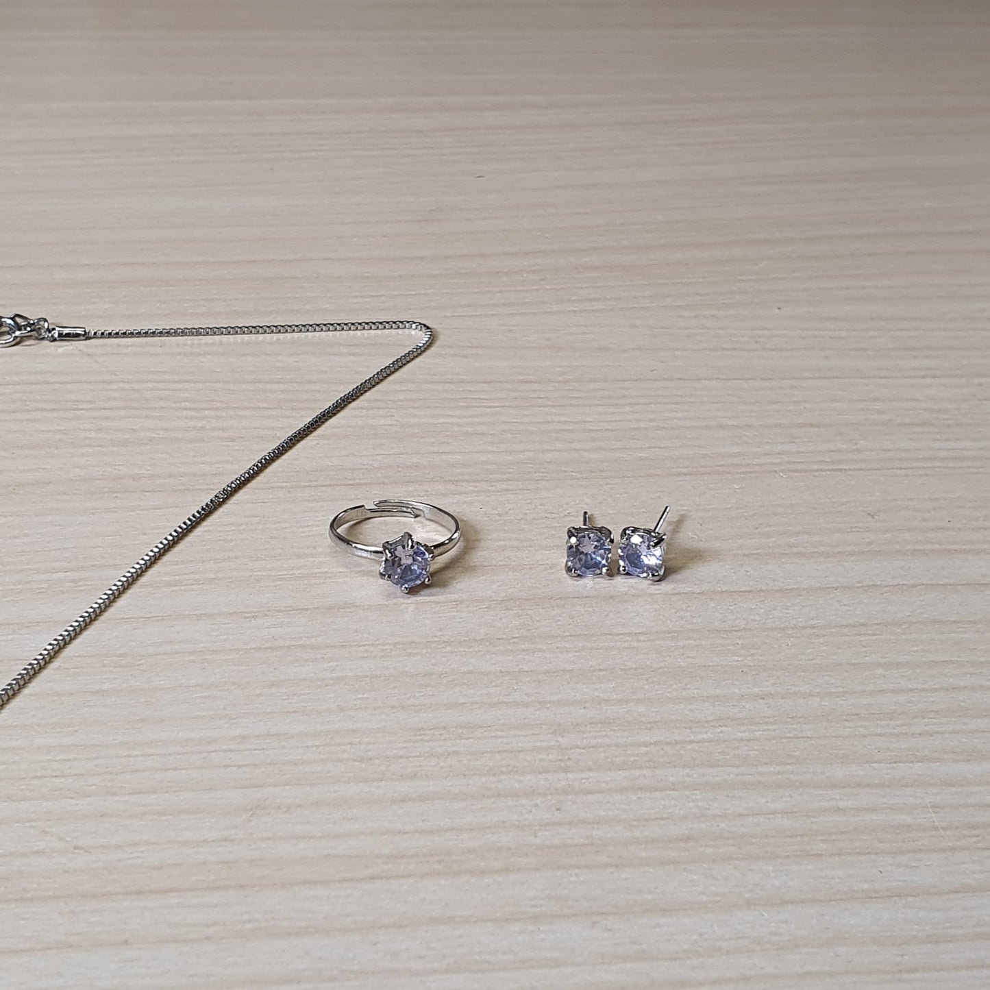 Silver Ring necklace and Earring set  #8499