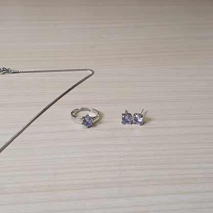 Silver Ring necklace and Earring set  #8499