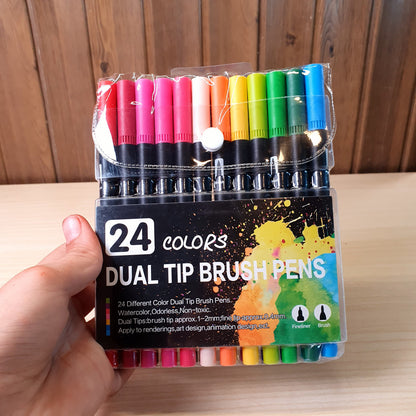 Dual Tip Brush Pens 24 Colors #9127