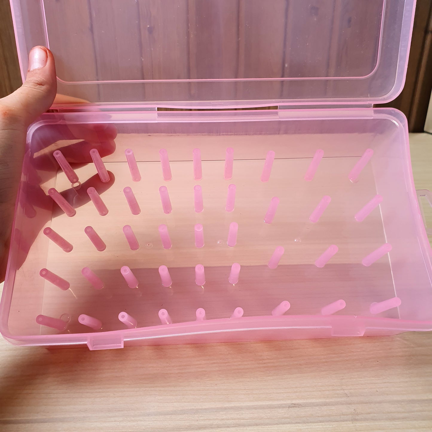 42-spool sewing thread storage box made of transparent plastic. #9087