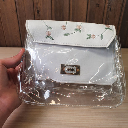 White floral embroidered crossbody bag #9152