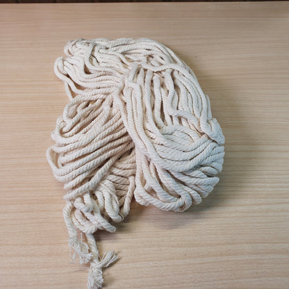 Heavy-duty, off-white cotton rope often used for macrame and crafts. #9298