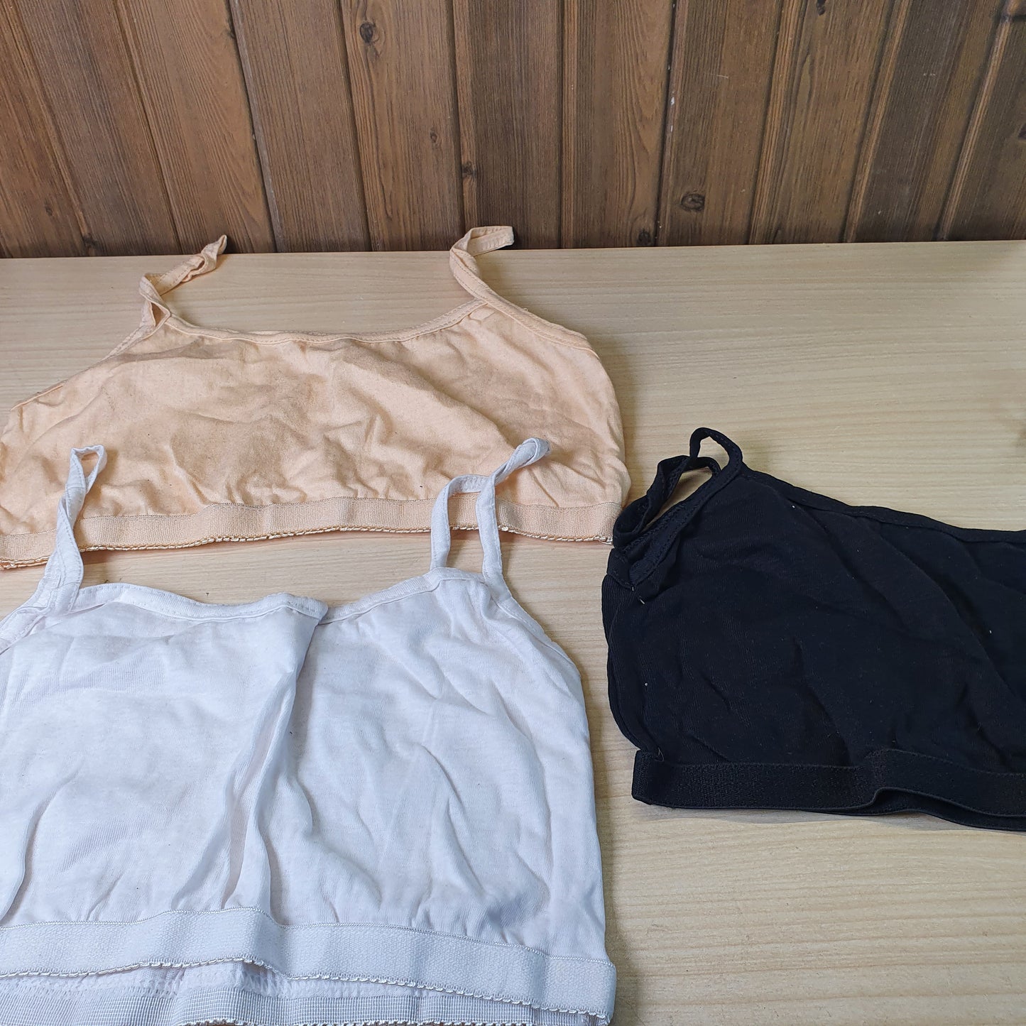 White and beige cotton trainer bras #9289