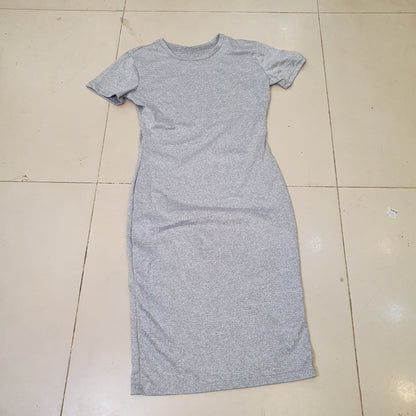 Summer Women Dresses Knee-Length Shinny Casual Short Sleeve Bandage Bodycon Sheath Dress  #8404