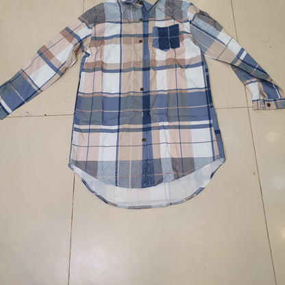 Blue and Beige Checkered Shirt Size M #9308