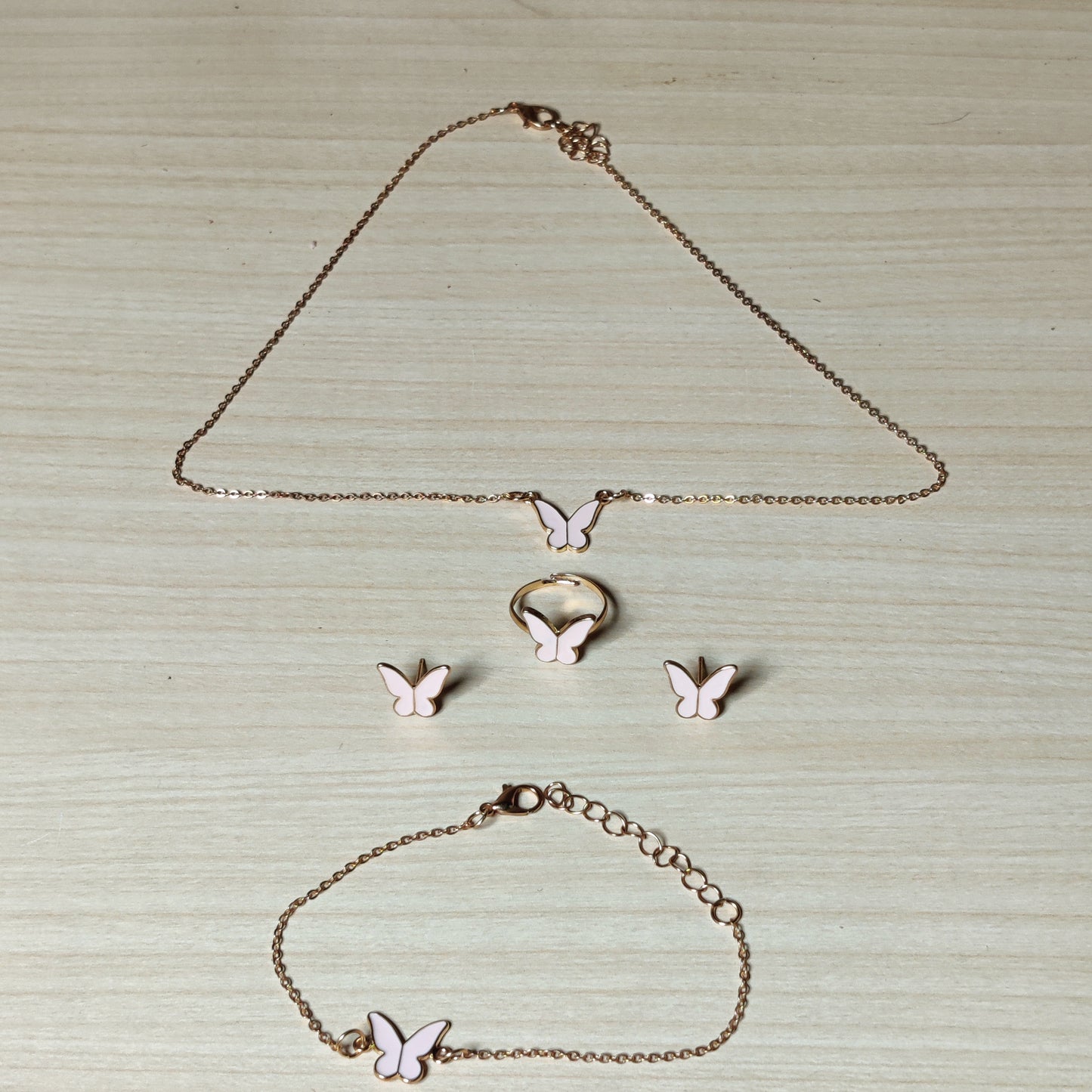 Butterfly Jewellery Set 1 Earings 1 Ring 1Bracelet 1 Chain #233