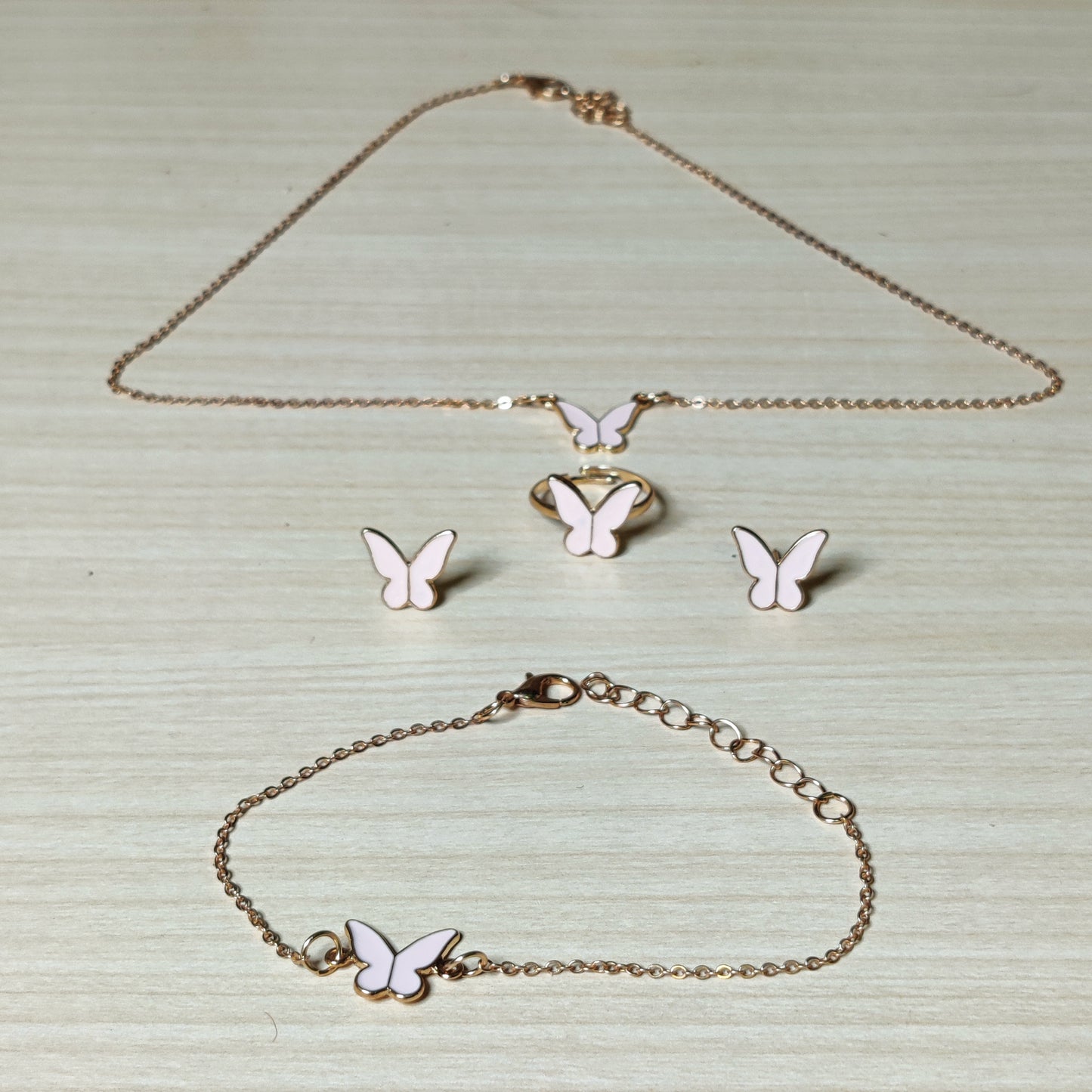 Butterfly Jewellery Set 1 Earings 1 Ring 1Bracelet 1 Chain #233
