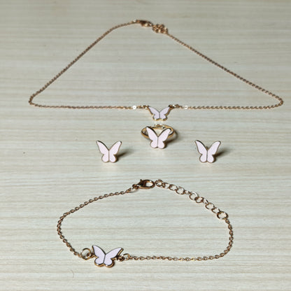 Butterfly Jewellery Set 1 Earings 1 Ring 1Bracelet 1 Chain #233