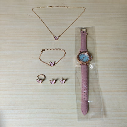 Pink Watch with jewellery set #364