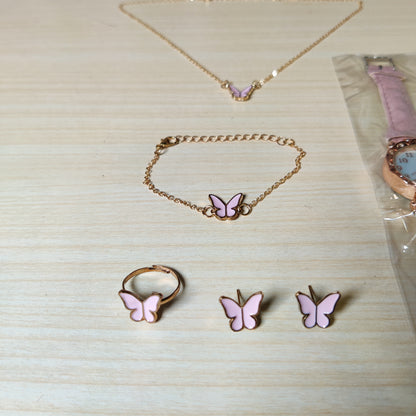 Pink Watch with jewellery set #364