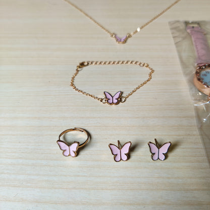 Pink Watch with jewellery set #364
