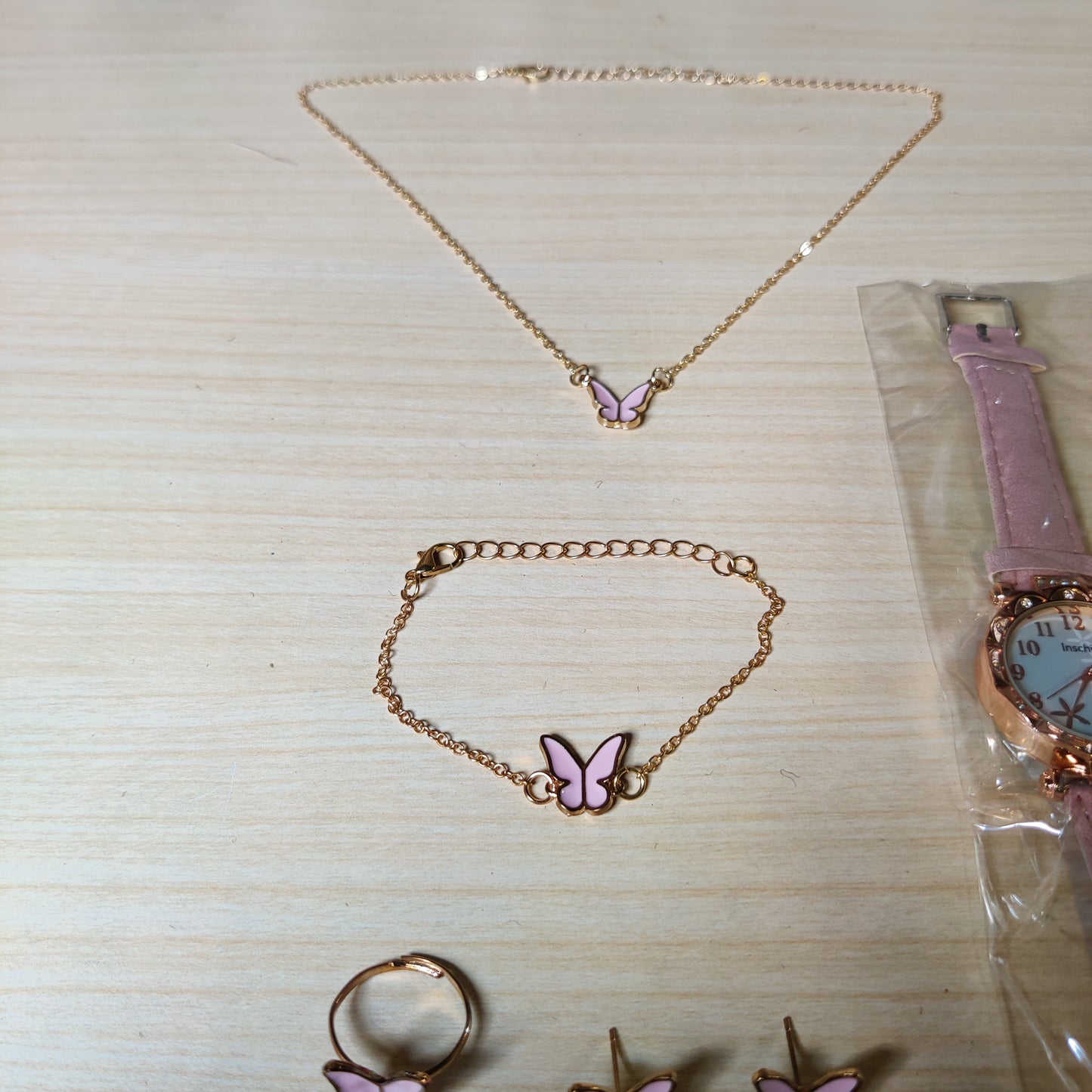 Pink Watch with jewellery set #364