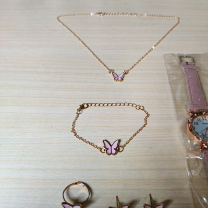 Pink Watch with jewellery set #364