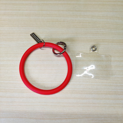 Red silicone bangle keychain bracelet. #505
