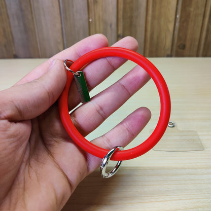 Red silicone bangle keychain bracelet. #505