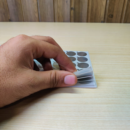 Disposable aluminum foil stickers designed for use as eyelash glue holders during extension applications. #512