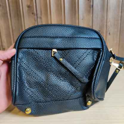 Black Leather Bag With Straps #629