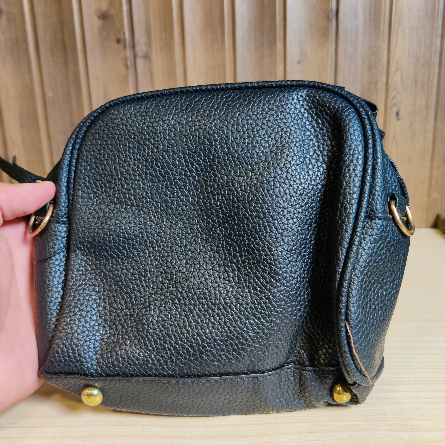 Black Leather Bag With Straps #629