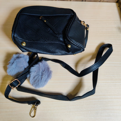 Black Leather Bag With Straps #629