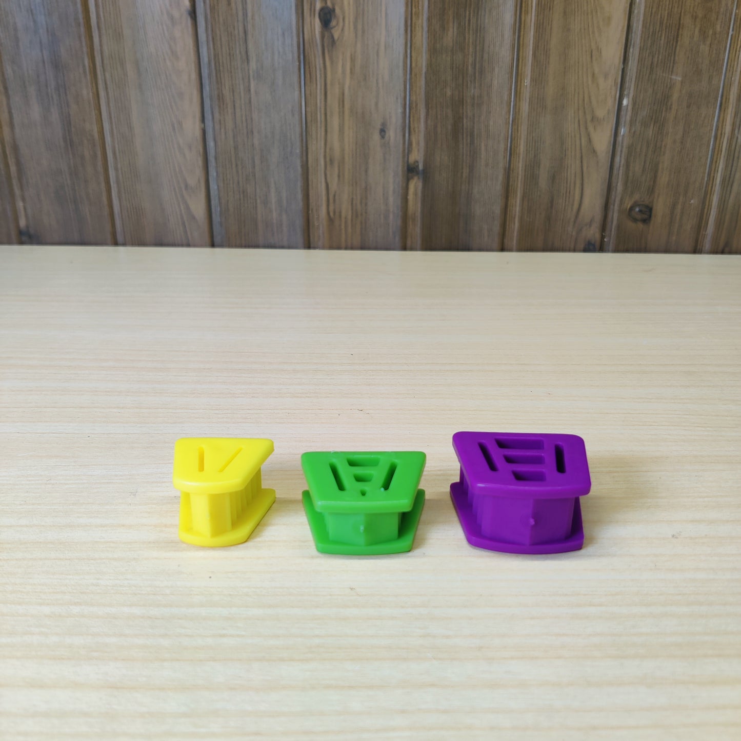 3-piece set of purple, green, and yellow dental mouth props or bite blocks#1850