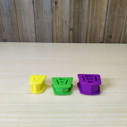 3-piece set of purple, green, and yellow dental mouth props or bite blocks#1850