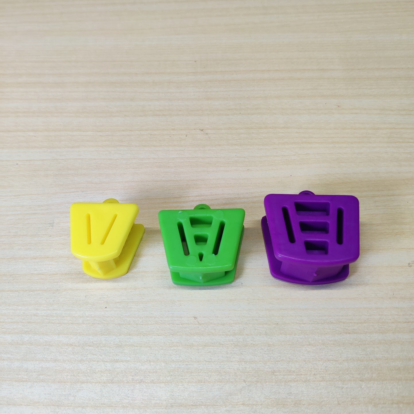 3-piece set of purple, green, and yellow dental mouth props or bite blocks#1850