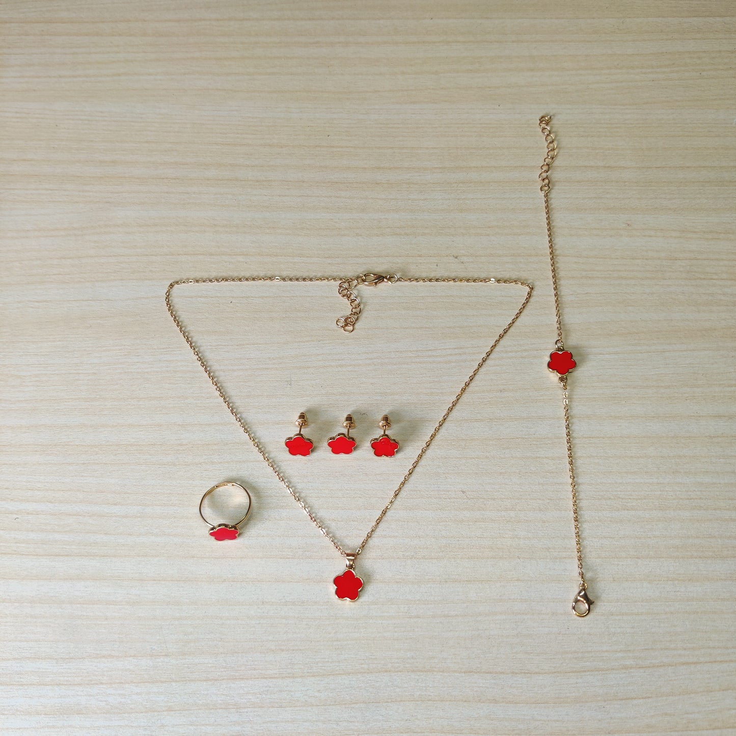 Necklace Earings Bracelet And Ring #1757