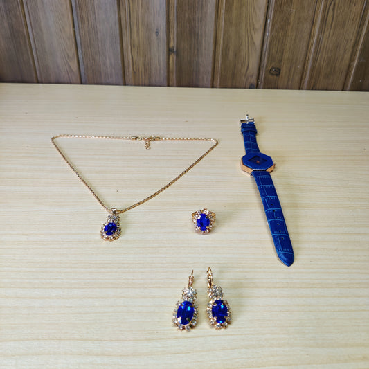 Watch with chain earring and ring # 2050