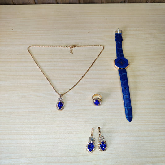 Watch with chain earring and ring # 2050
