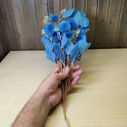 Artificial stems feature navy blue silk leaves#4898