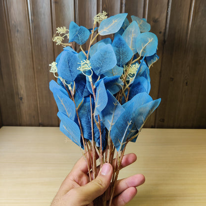 Artificial stems feature navy blue silk leaves#4898