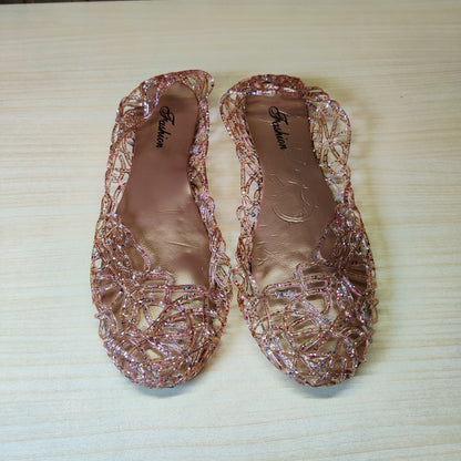 Rose Gold glitter jelly sandals #4998