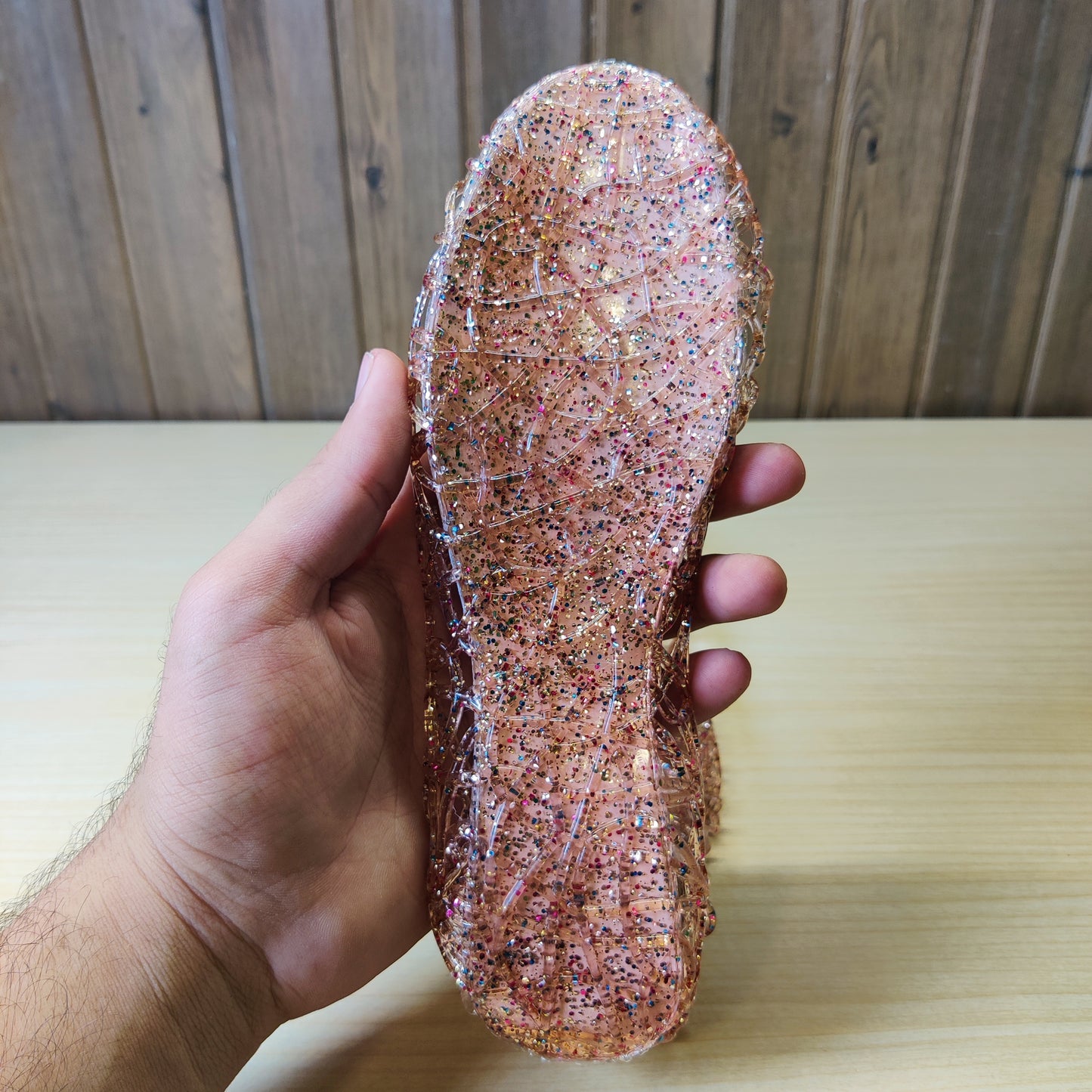 Rose Gold glitter jelly sandals #4998