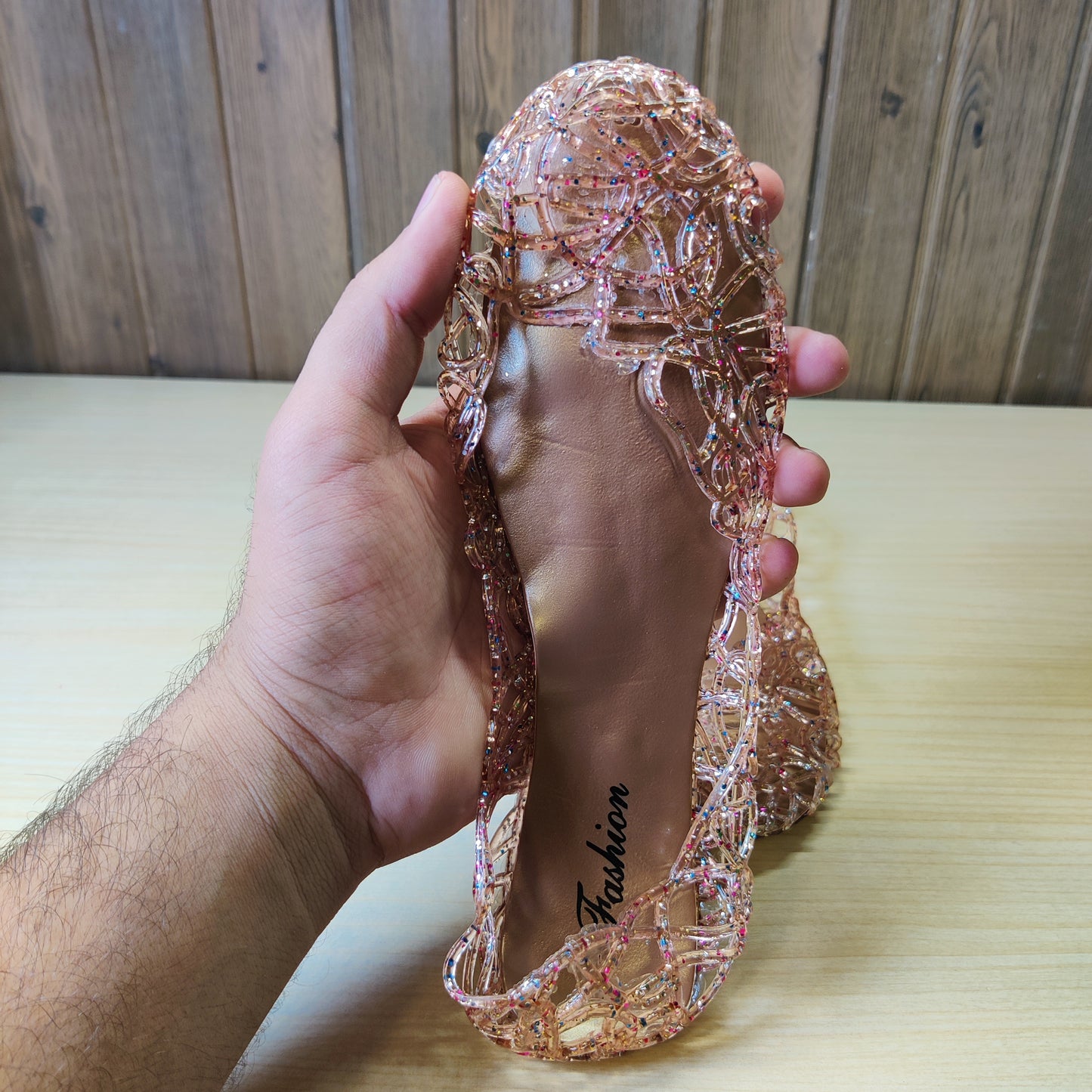 Rose Gold glitter jelly sandals #4998
