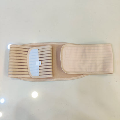 Beige abdominal support belt is designed for postnatal recovery or hernia relief. #9218