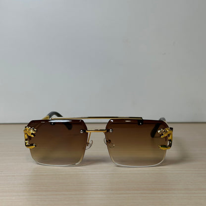 Lion Design Glasses Brown #036