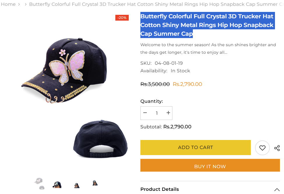 Butterfly Colorful Full Crystal 3D Trucker Hat Cotton Shiny Metal Rings  #9084