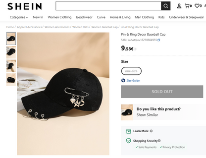 Pin & Ring Decor Baseball Cap #9093