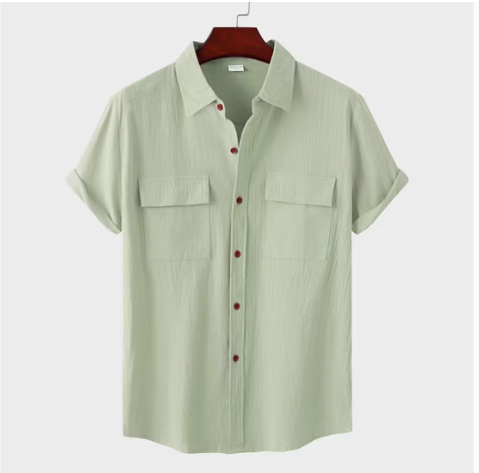 Summer Men's Linen Short-Sleeved Casual Shirt Size xxl Mentioned #8017